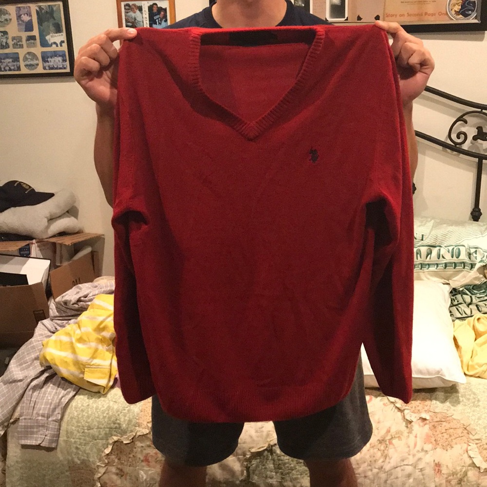 Red Polo sweater. Size large. Never worn.